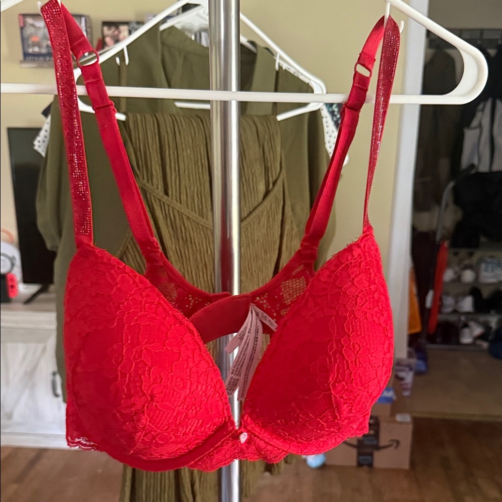 Elegant Red Lace Bra